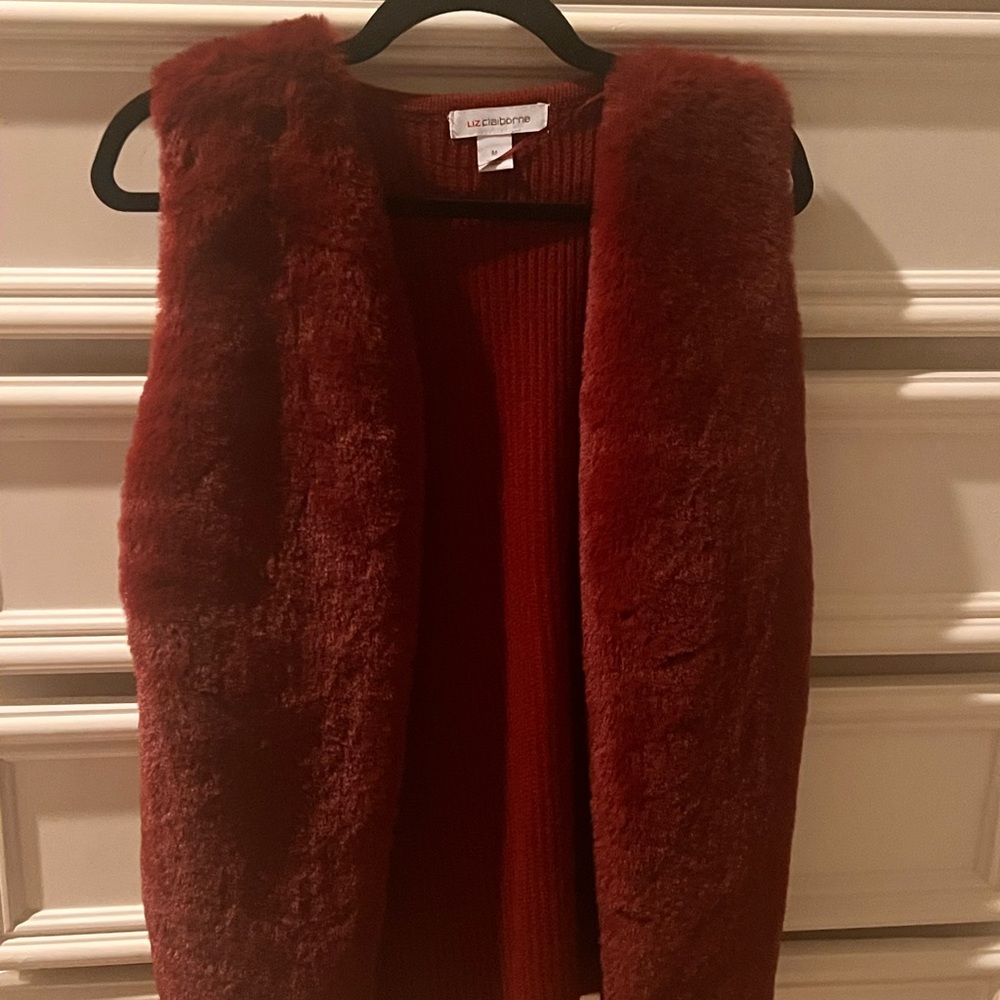 Alexander Wang Red Faux Fur Vest